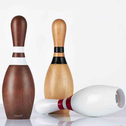 Moulin à épices «Bowling» en hêtre teinté noyer