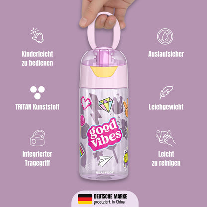 Trinkflasche Kinder, leichte Wasserflasche - Sticker lila