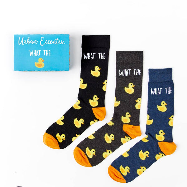 Set regalo di calzini a forma di anatra "What The Duck"