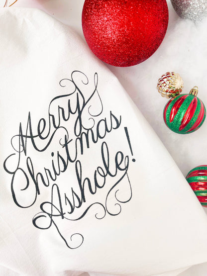 Merry Christmas Asshole Tea Towel