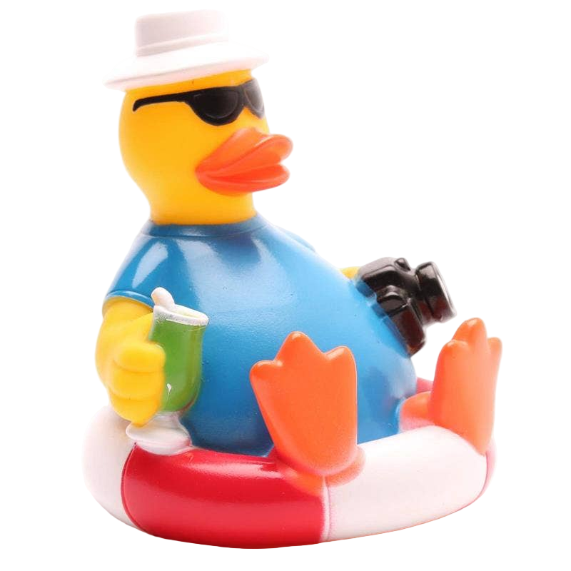 Pato turista en una boya