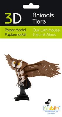 3D-papieren model - Uil met muis