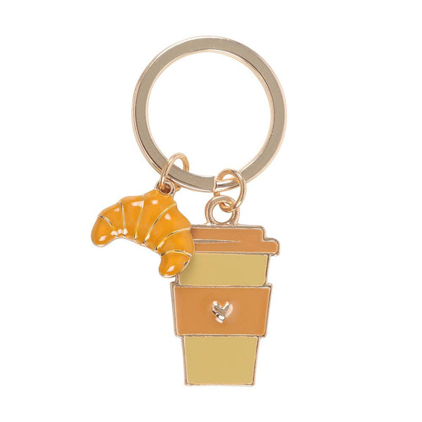 "Coffee and a Friend" Croissant Keychain