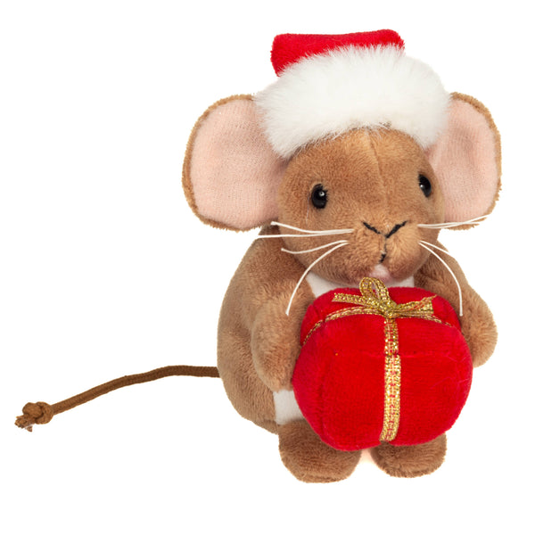 Kerstmuis pluche speelgoed met cadeautje