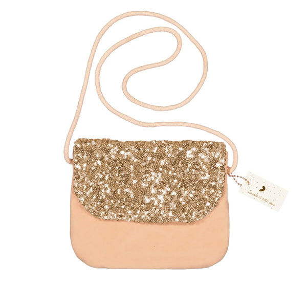 Bolsa de mão - Veludo e Lantejoulas Douradas