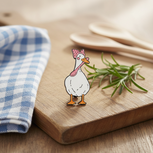 Pin de mamá cocinera de pato blanco
