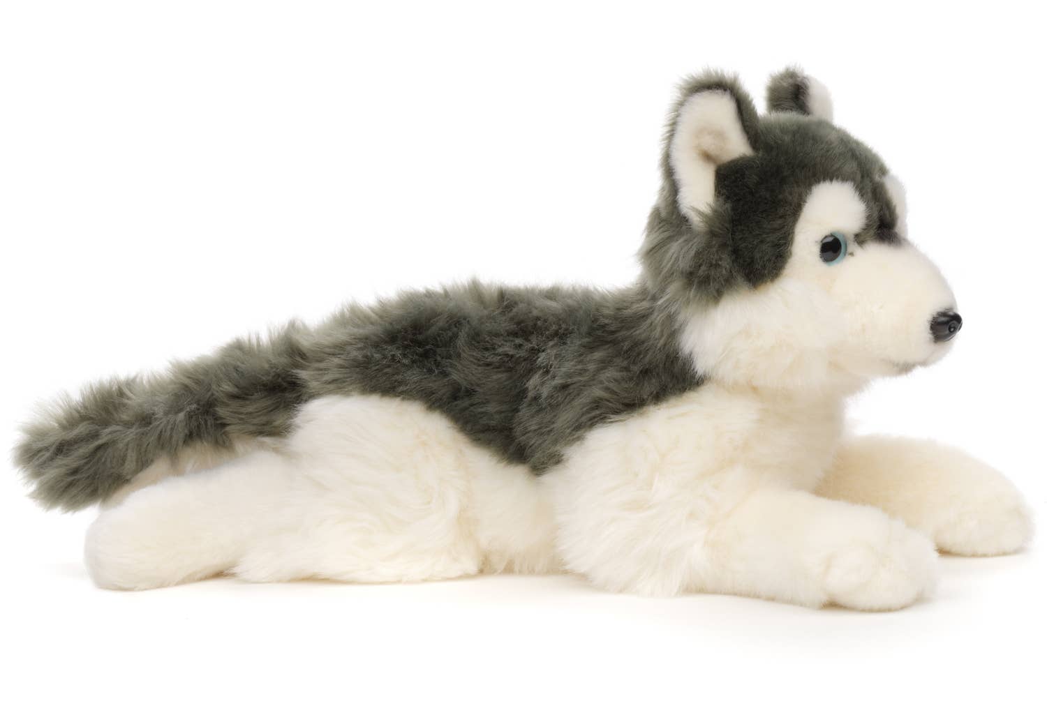 Peluche Husky gris, couché Uni Toys
