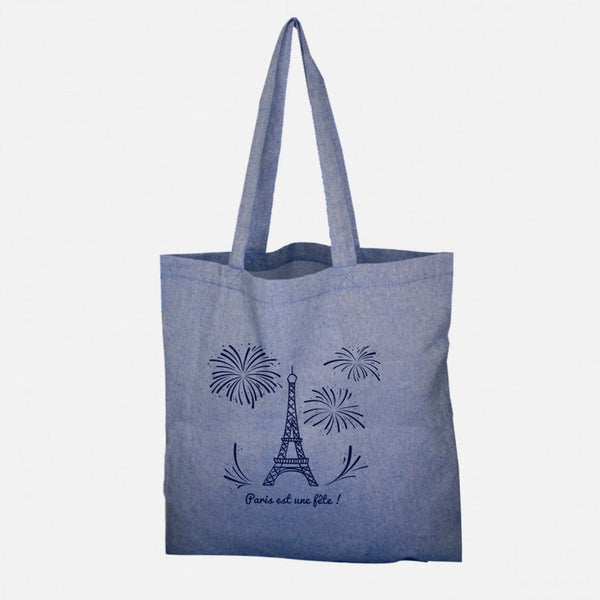 Borsa tote blu "Parigi è una festa" 