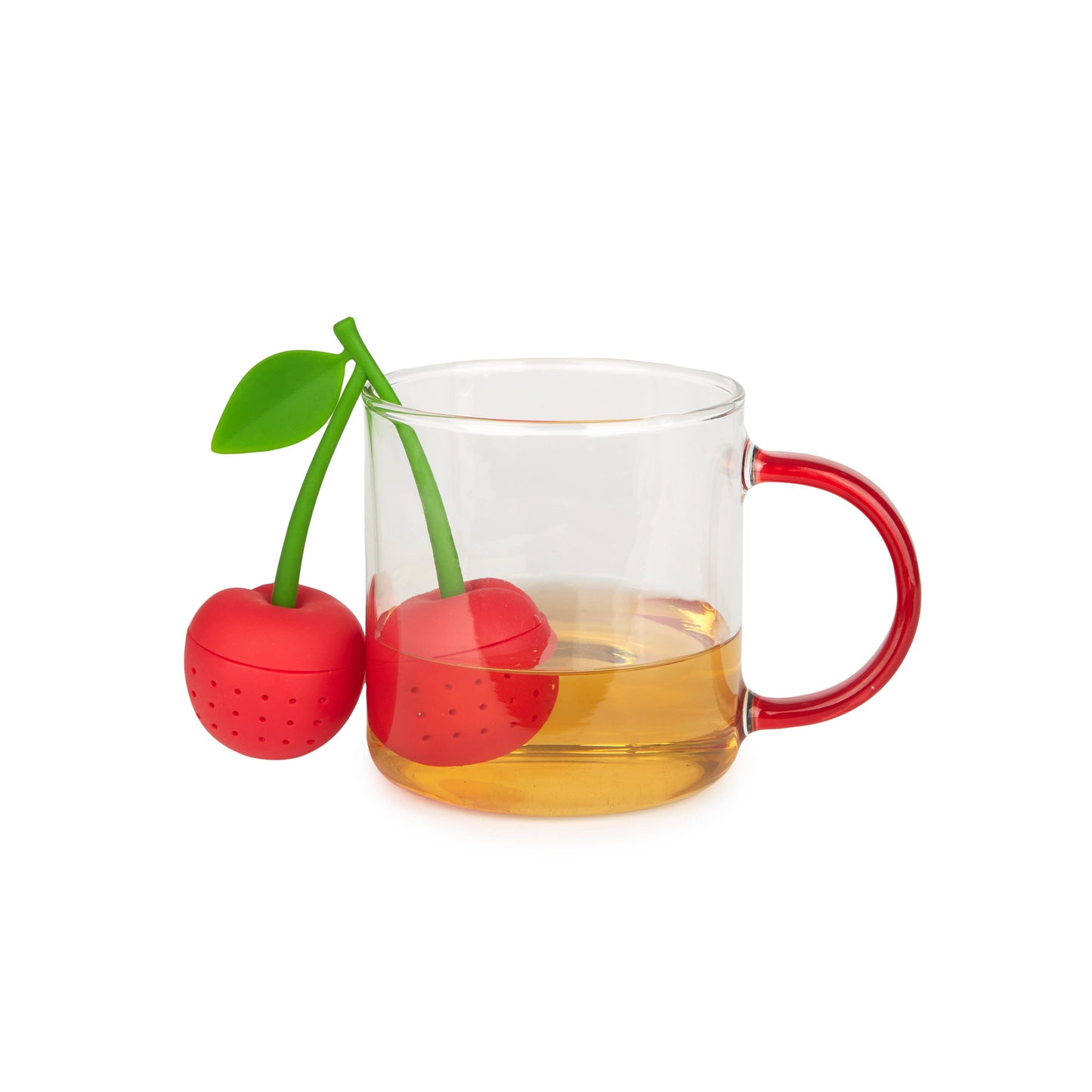 Infusore per tè in silicone rosso ciliegia doppio