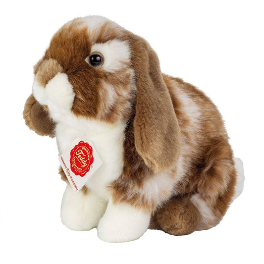 Peluche Lapin assis marron foncé et blanc-