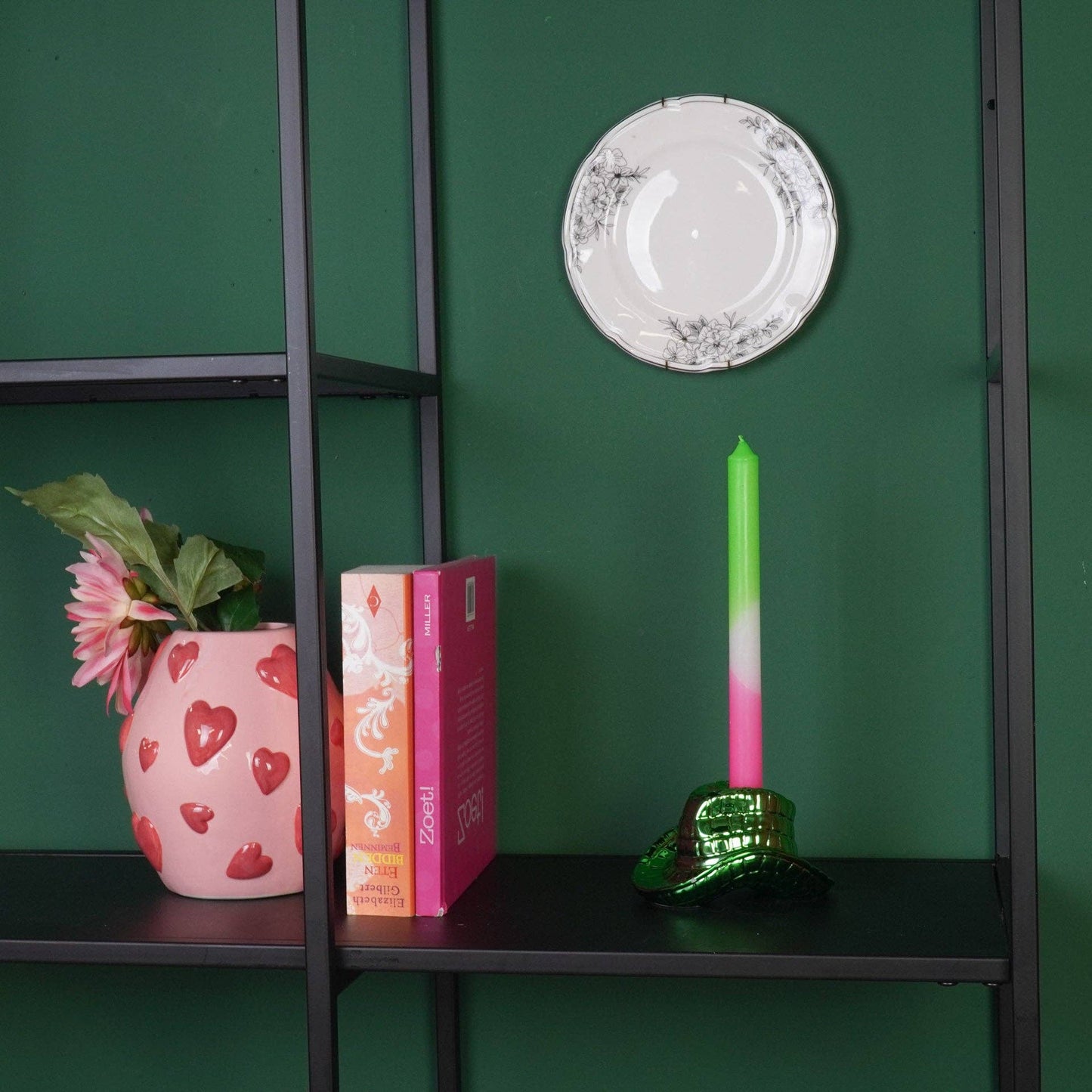 Portavelas - Sombrero de vaquero - Verde - 13,5 x 11 x 7 cm