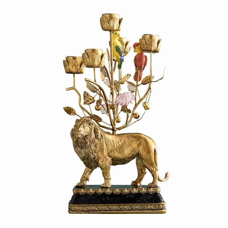 Leeuwenkroonluchter, poly/metaal, 20 x 15 x 37 cm