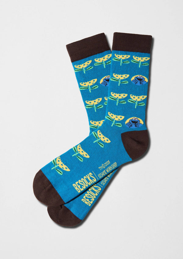 Chaussettes BeSesameStreet Cookie Monster Fleur - coton biologique – Besocks