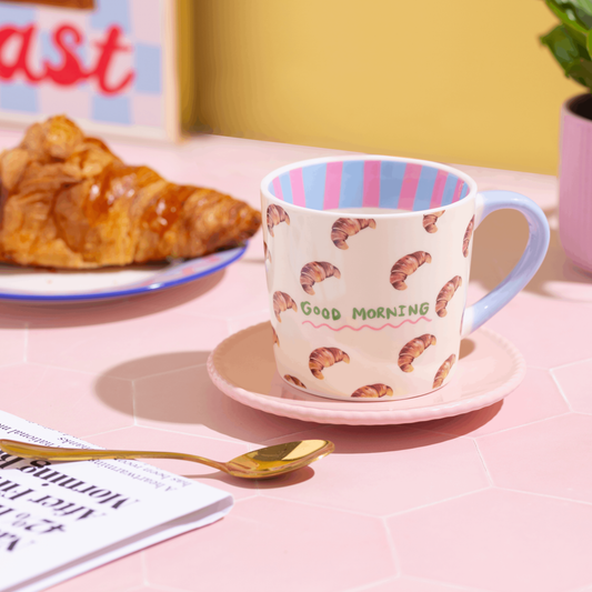 “Good Morning” Croissant Mug