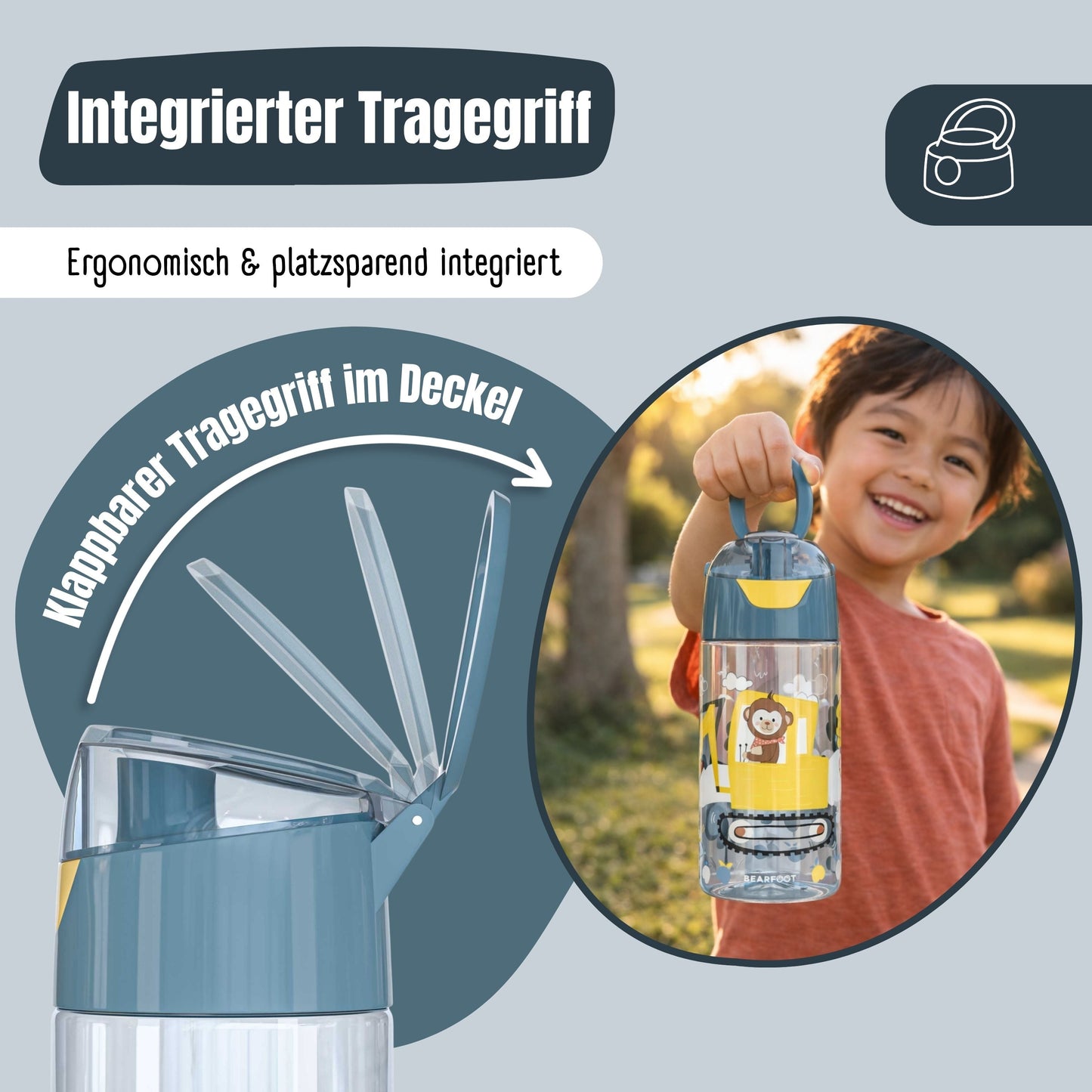 Trinkflasche Kinder, leichte Wasserflasche - Traktor Fuchs