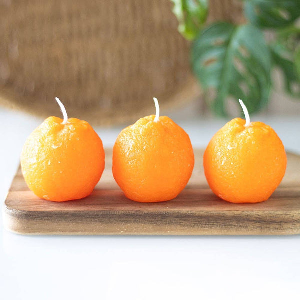 Ensemble de 3 bougies en forme d'orange