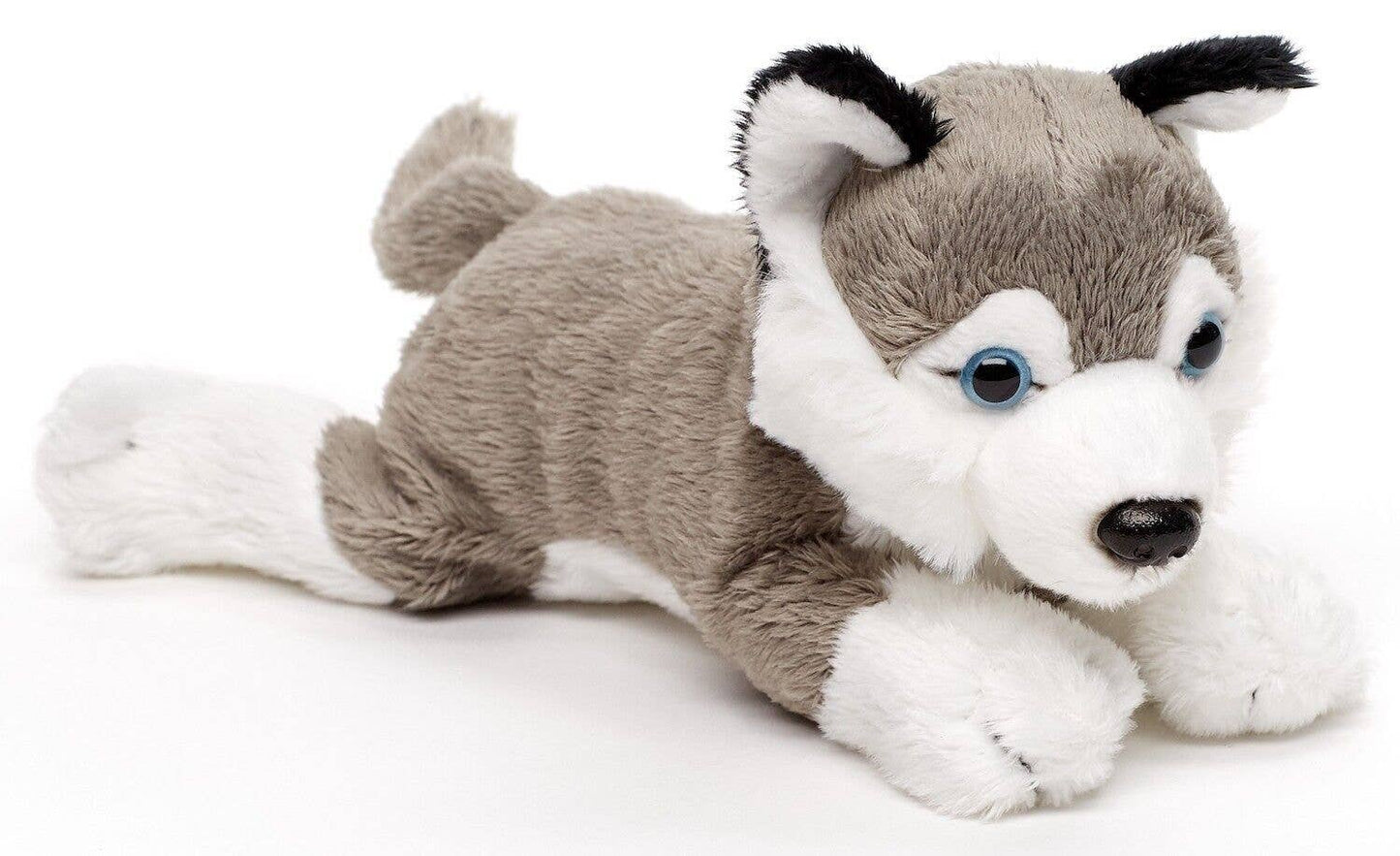 Grijze husky pluche knuffel (langwerpig)