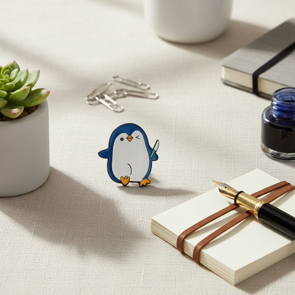 Spilla pinguino con coltello