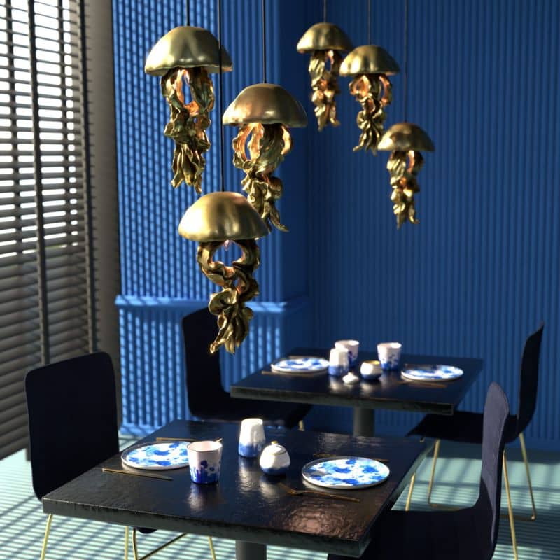 Lampada da soffitto Ava, oro, 22,5 x 21,5 x 42 cm