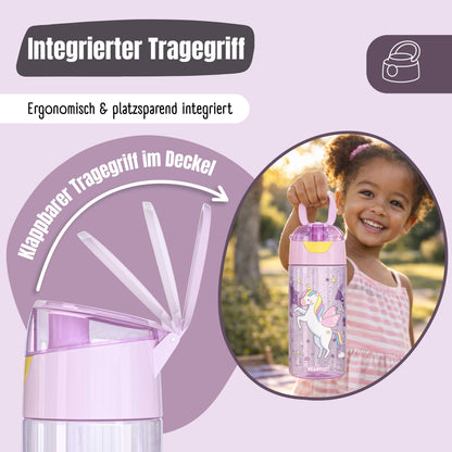 Trinkflasche Kinder, leichte Wasserflasche - Sticker lila