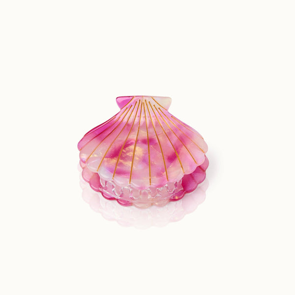 Presilha de cabelo em forma de concha rosa