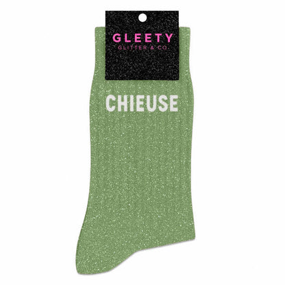 Chaussettes à Paillettes Chieuse Vert Amande – Gleety