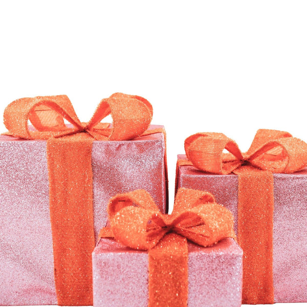 Cadeau de Noël à LED - S3 - Polystyrène - Rose/Orange - 15/20/25cm