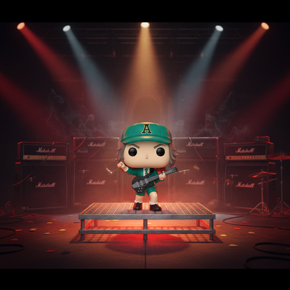 Pop! Angus Young in un abito verde 