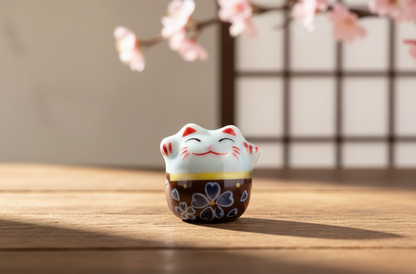 Perle Chat chanceux blanc et marron