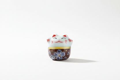 Perle Chat chanceux blanc et marron