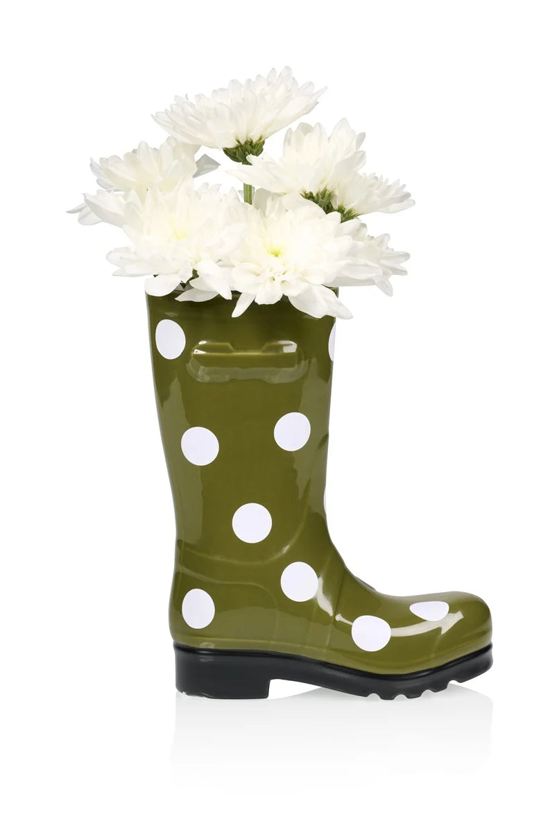 vase bottes wellington vert a pois bitten
