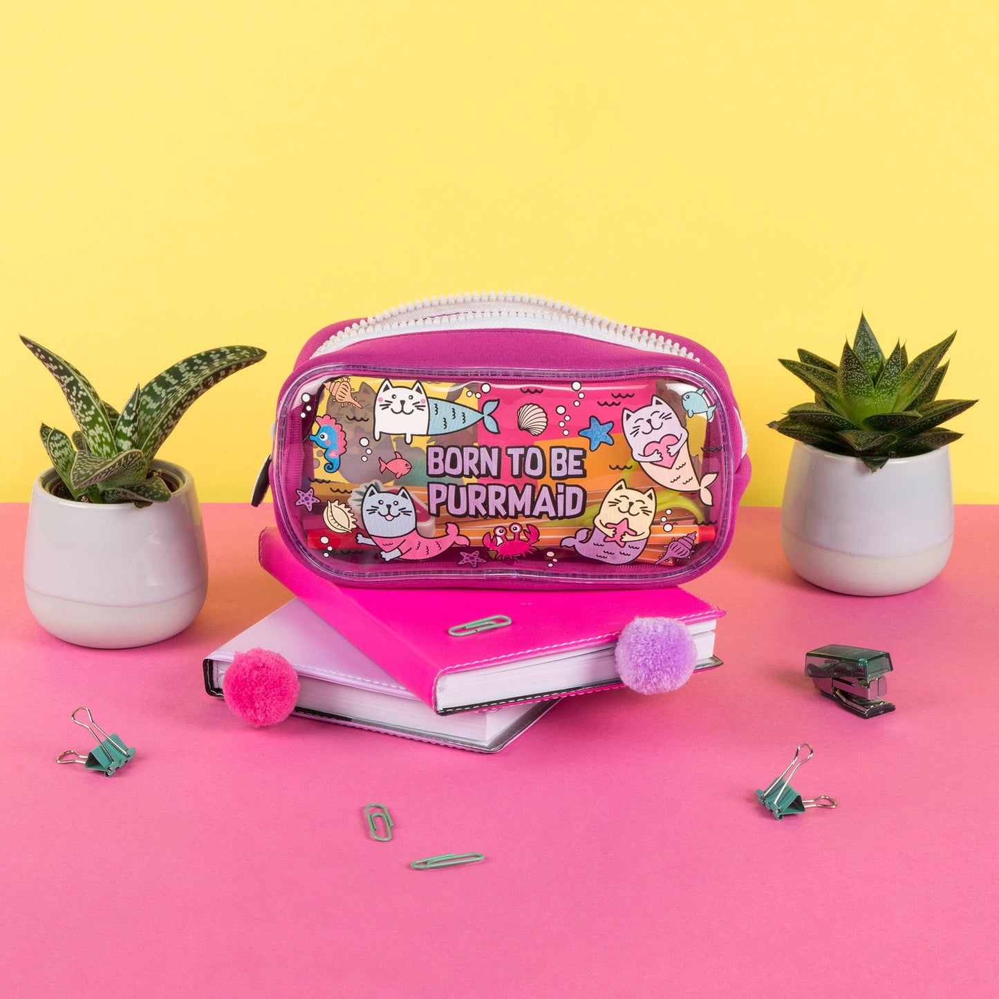 Trousse scolaire – PVC – chat sirène