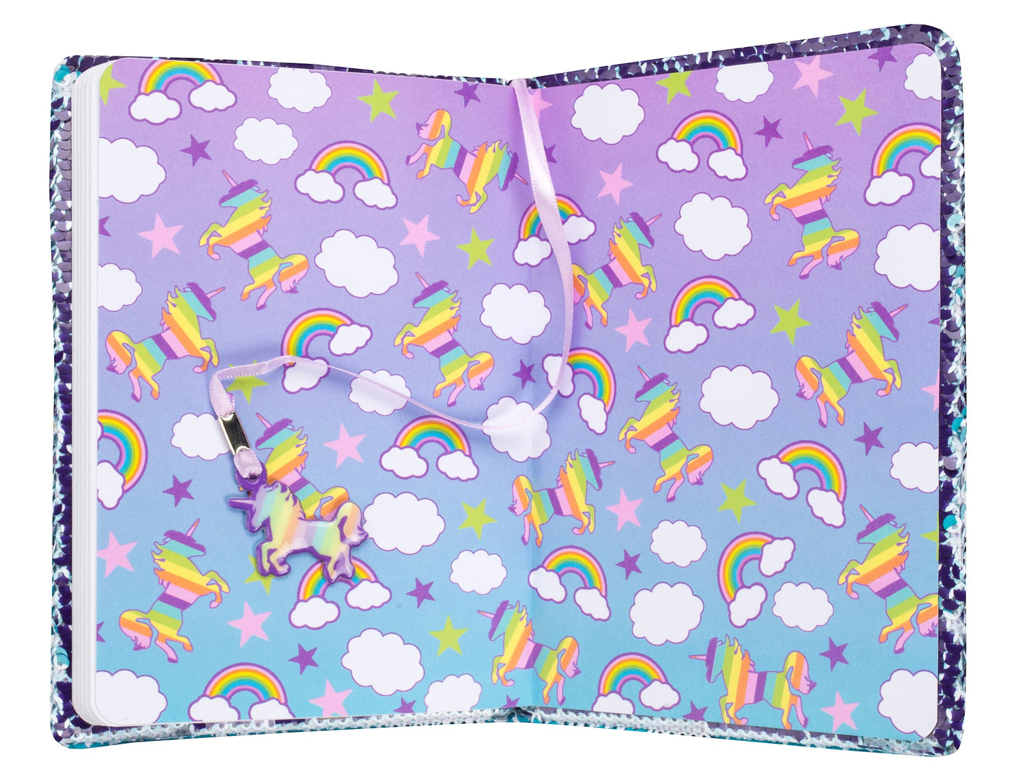 Carnet à sequins – arc-en-ciel licorne