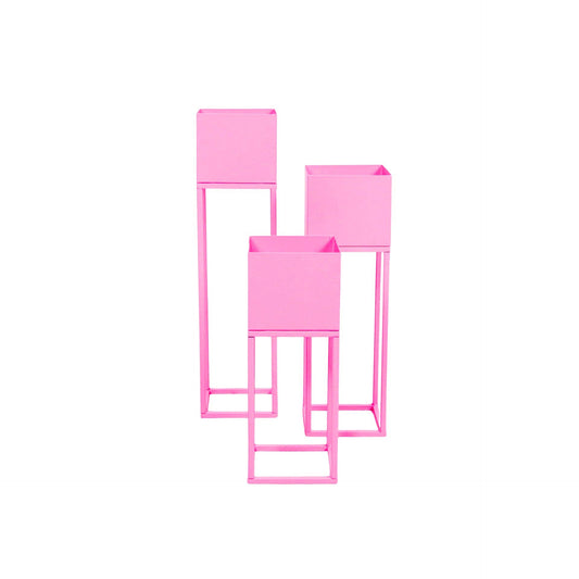 Soporte para plantas - Metal - Rosa - S3 - 15x15x60/50/40 cm