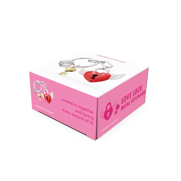 Portachiavi con ciondolo a forma di lucchetto a forma di cuore rosso