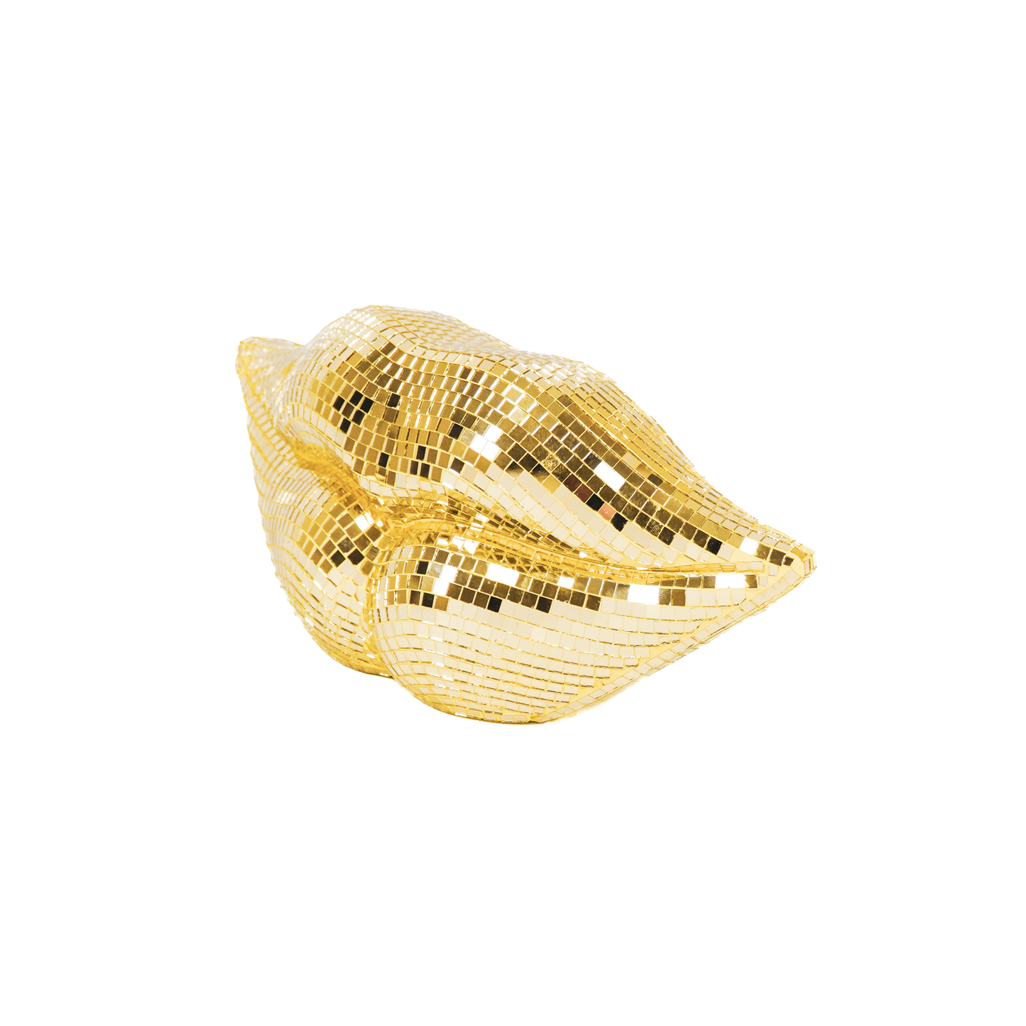 Ornament - Disco - Lips - Glass - Gold - 29x10x13.5cm