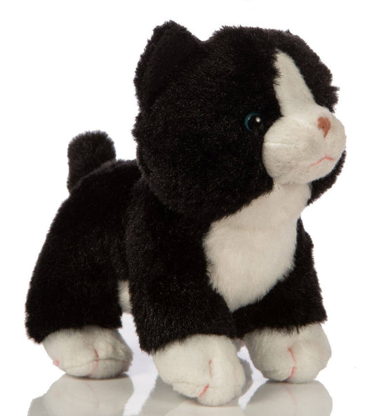 Gato bebé (blanco y negro), de pie - juguete de peluche