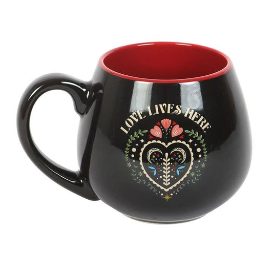 Mug Folk Heart "Love Lives Here"