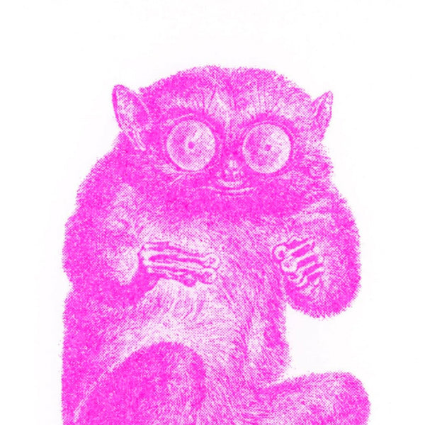 Cartolina con tarsio rosa neon