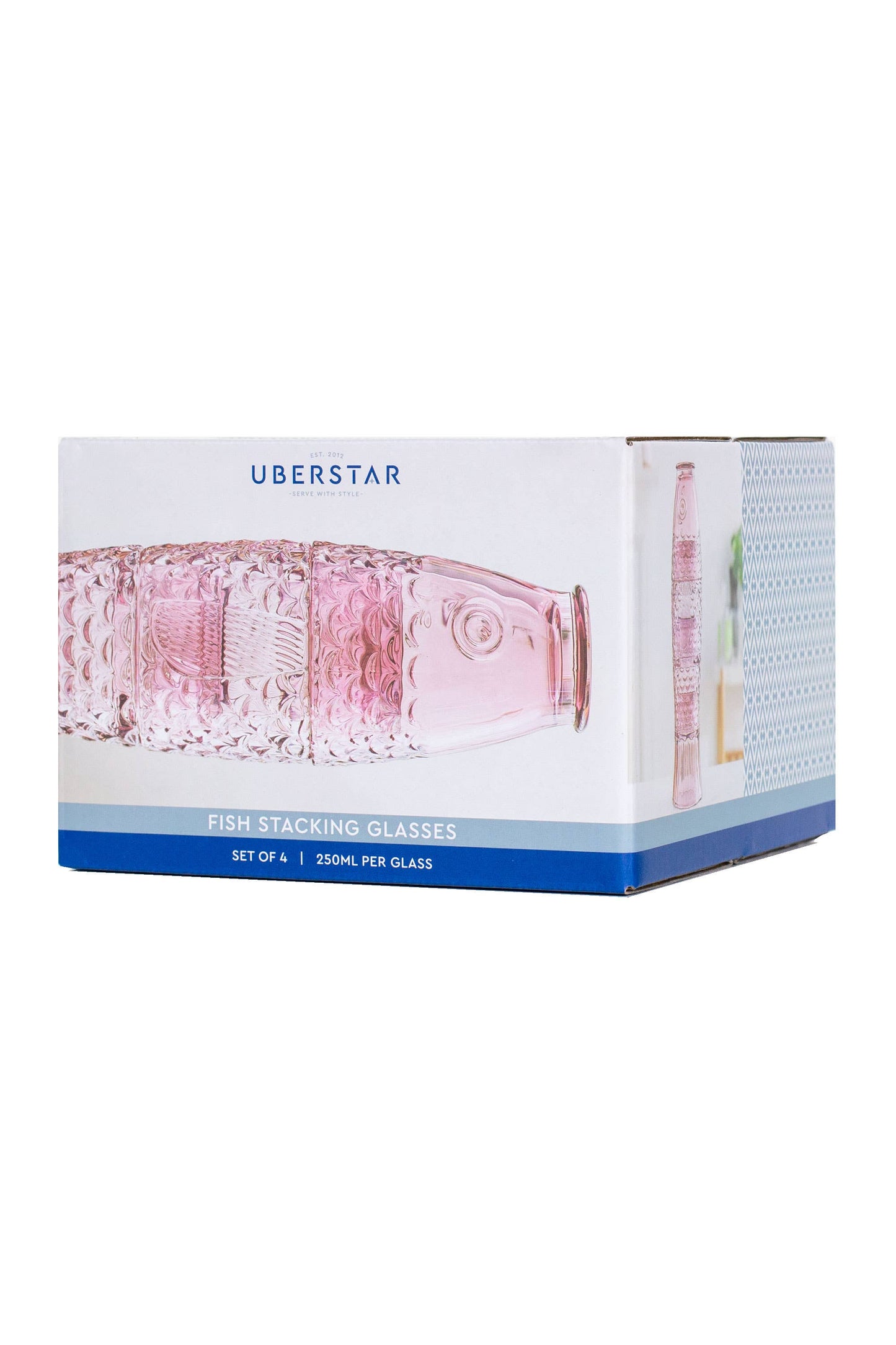 Vasos apilables con forma de pez - Juego de 4, color rosa