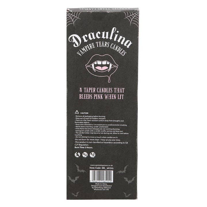 Set of 4 Pink Gothic Bleeding Vampire Tears Candles for Halloween