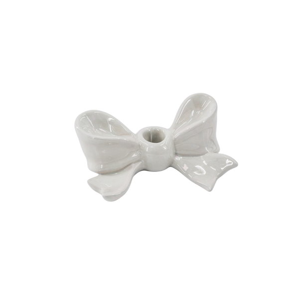 Bougeoir - Nœud - Céramique - Blanc - 18x9x7 cm