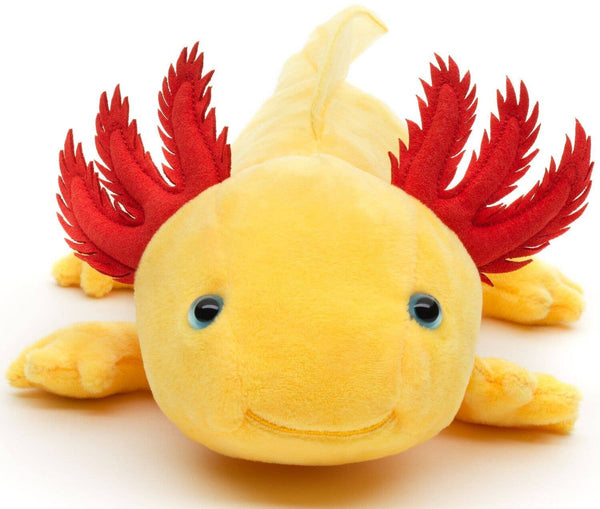Peluche axolotl jaune aux yeux bleus de Uni Toys