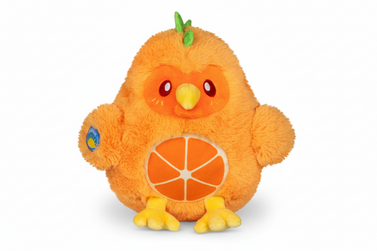 Mini pollo de peluche naranja aplastable