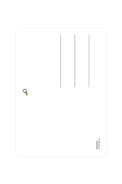 Postal con un pato moñudo - Patito de la suerte