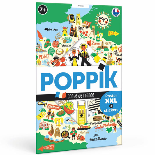 Educational sticker poster of France