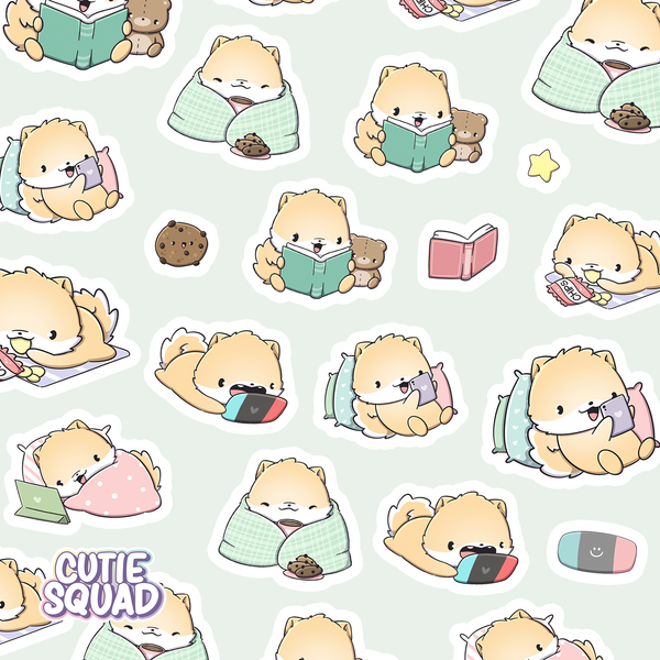 Planches d'autocollants Shiba Routine du soir