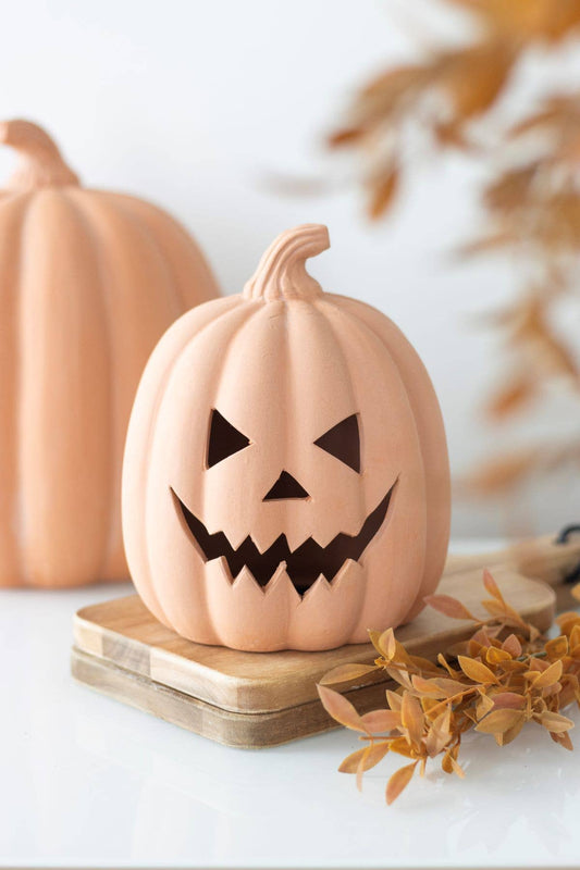 Decoración de calabaza de terracota de 15 cm para Halloween