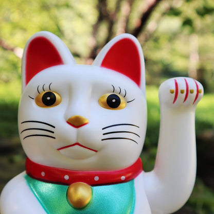 Chat chanceux blanc 15cm