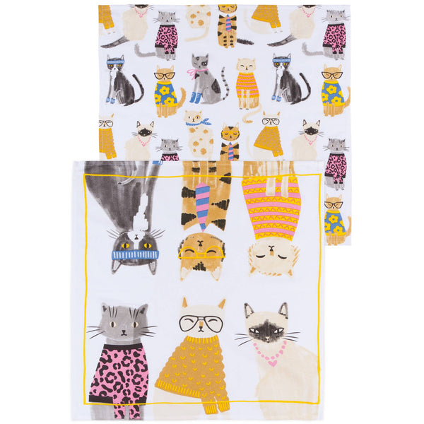 Ensemble de 2 torchons à vaisselle Feline Floursack